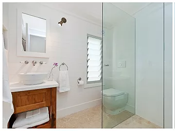 Second bathroom with large shower head