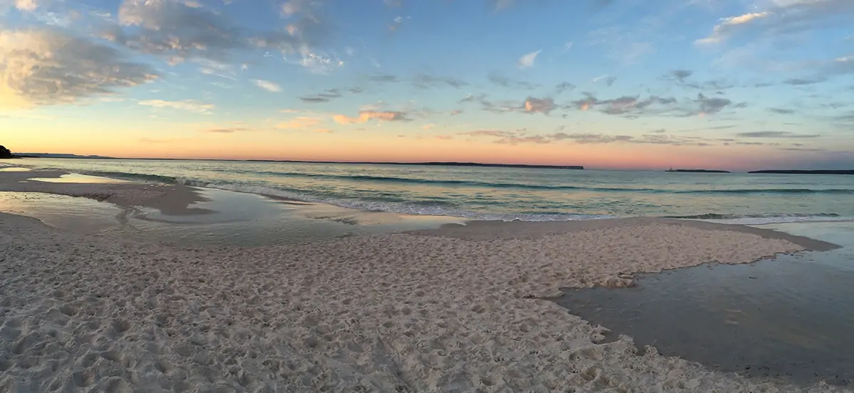 Sunrise at Hyams Beach, a short walk from Coast at Hyams